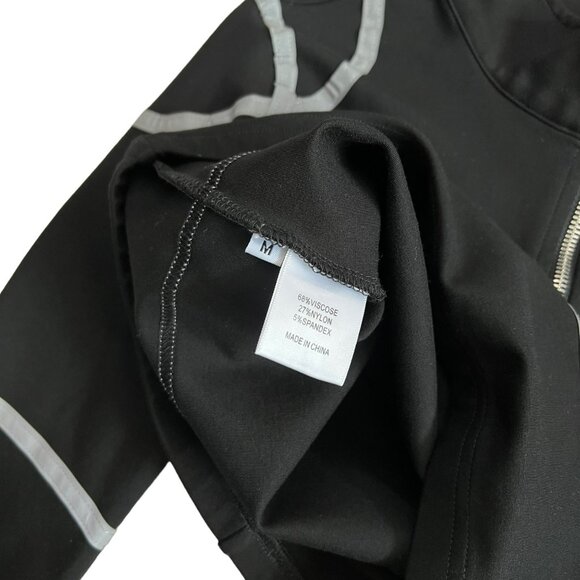 Diafora Womens Medusa Reflective Strip 1/2 Zip Crop Long Sleeve Top Black Medium - Picture 9 of 13